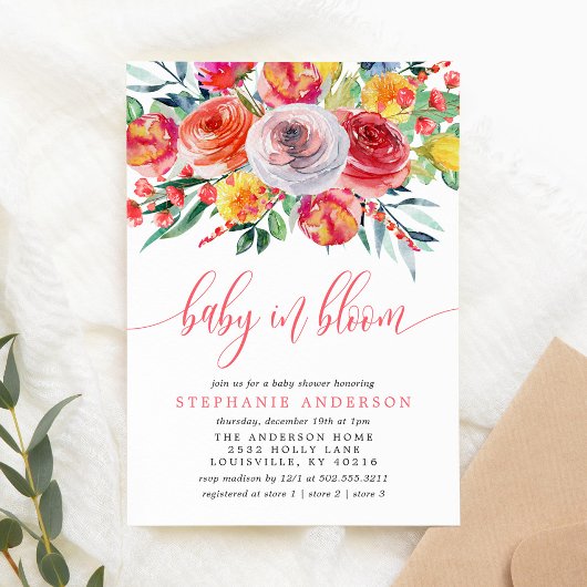 Wilde Baby in Bloom Floral Baby shower Kaart