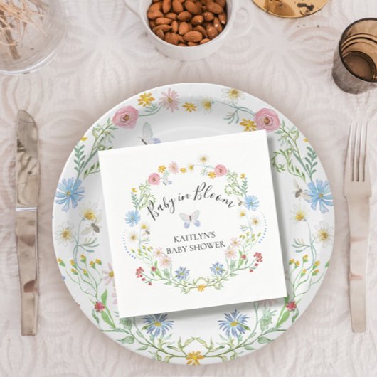 Wilde Baby in Bloom Floral Waterverf Shower Servet
