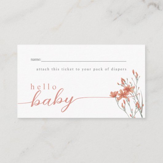 Wilde Baby in Bloom Shower Diaper Raffle Informatiekaartje (Achterkant)