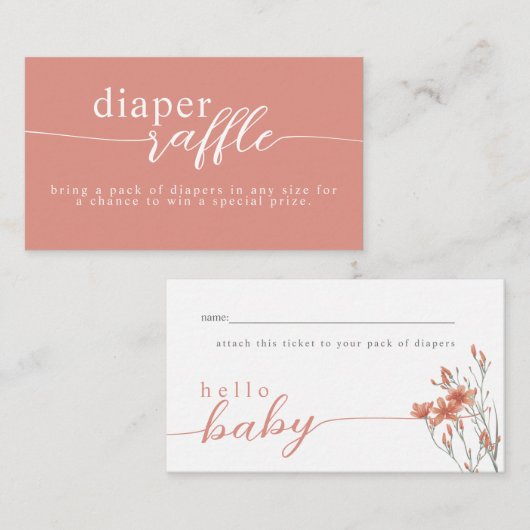 Wilde Baby in Bloom Shower Diaper Raffle Informatiekaartje (Voorkant / Achterkant)