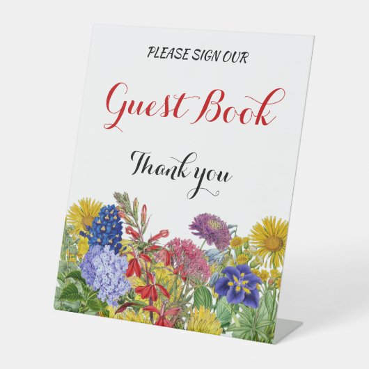 Wilde Baby in Bloom Shower Floral Guest Book Reclamebord Met Voetstuk (Voorkant)