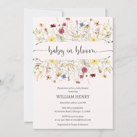 Wilde Baby in Bloom Spring Floral baby shower Kaart (Voorkant)