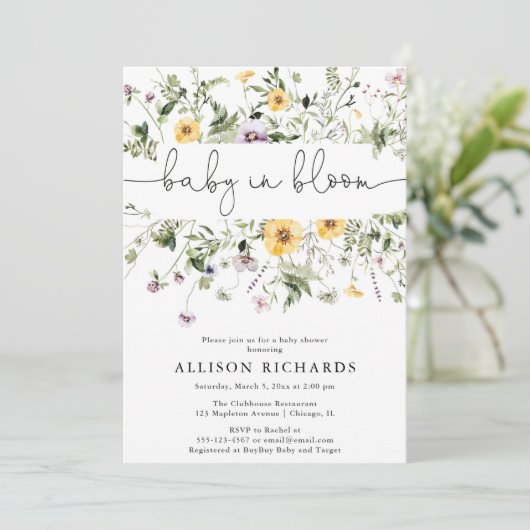 Wilde Baby in Bloom Spring Floral baby shower Kaart (Staand voorkant)