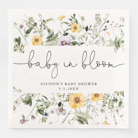 Wilde Baby in Bloom Spring Floral baby shower Servet (Voorkant)