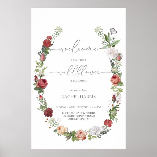 Wilde Baby in Bloom Welcome Sign Poster (Voorkant)