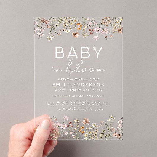 Wilde Baby in het Baby shower Bloom Acryl Uitnodigingen (Insitu (Draagbaar))