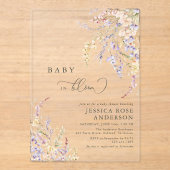 Wilde Baby in het Baby shower Bloom Acryl Uitnodigingen (Voorkant)