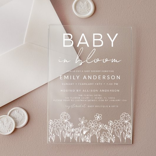 Wilde Baby in het Baby shower Bloom Acryl Uitnodigingen