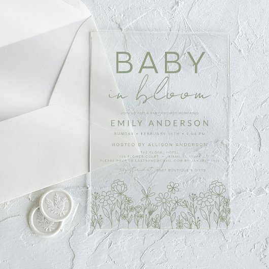 Wilde Baby in het Baby shower Bloom Acryl Uitnodigingen