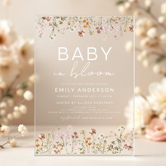Wilde Baby in het Baby shower Bloom Acryl Uitnodigingen