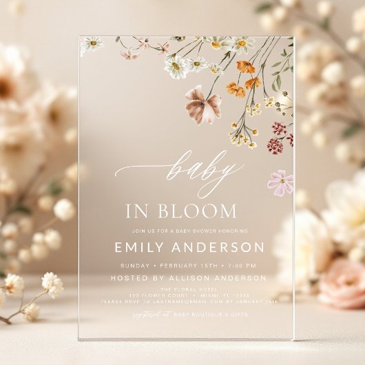 Wilde Baby in het Baby shower Bloom Acryl Uitnodigingen