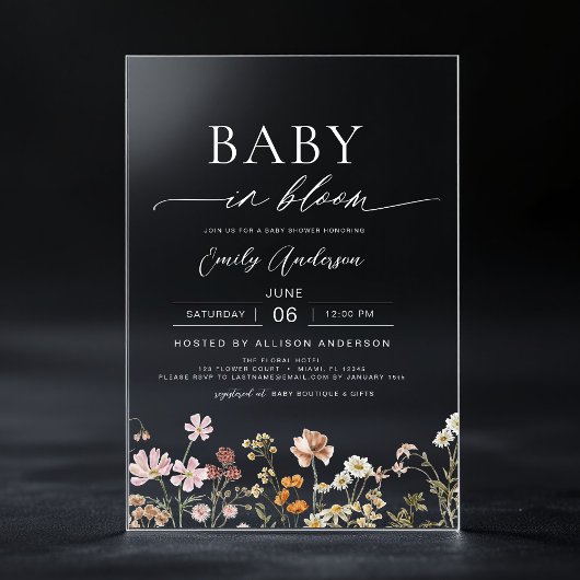 Wilde Baby in het Baby shower Bloom Acryl Uitnodigingen