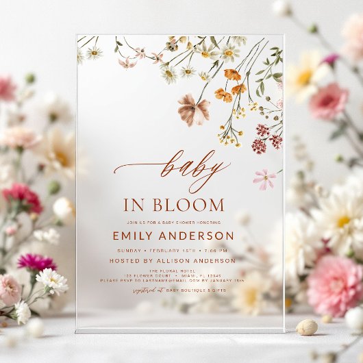 Wilde Baby in het Baby shower Bloom Acryl Uitnodigingen