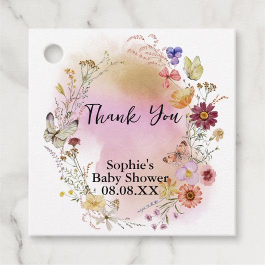 Wilde Baby in het Baby shower Bloom Bedankjes Labels (Voorkant)