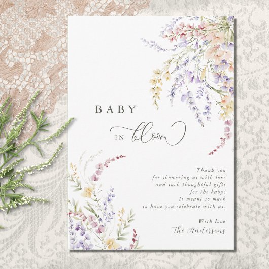 Wilde Baby in het Baby shower Bloom Bedankkaart