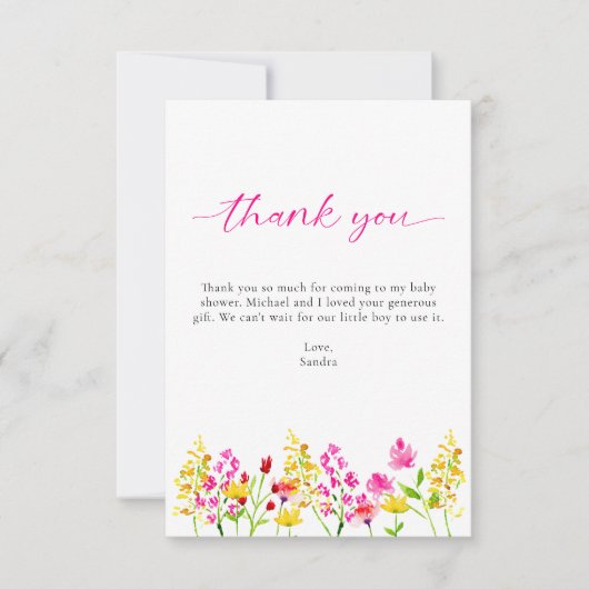 Wilde Baby in het Baby shower Bloom Dank u wel Bedankkaart (Voorkant)