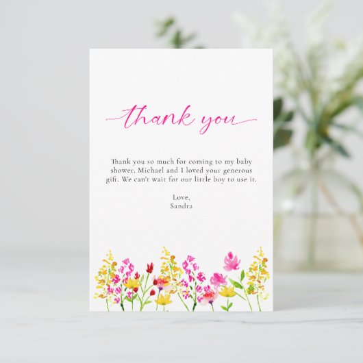 Wilde Baby in het Baby shower Bloom Dank u wel Bedankkaart (Staand voorkant)