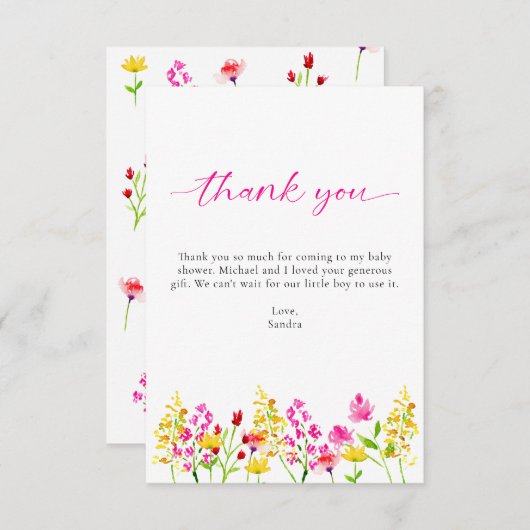 Wilde Baby in het Baby shower Bloom Dank u wel Bedankkaart (Voorkant / Achterkant)