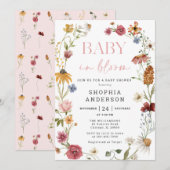 Wilde Baby in het Baby shower Bloom Girl Kaart (Voorkant / Achterkant)