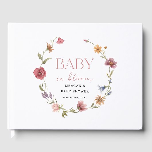 Wilde Baby in het Baby shower Bloom Guestbook Gastenboek (Voorkant)