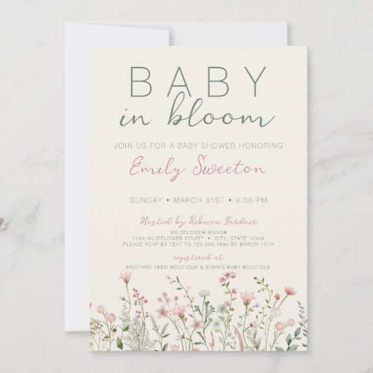 Wilde Baby in het Baby shower Bloom Kaart (Voorkant)