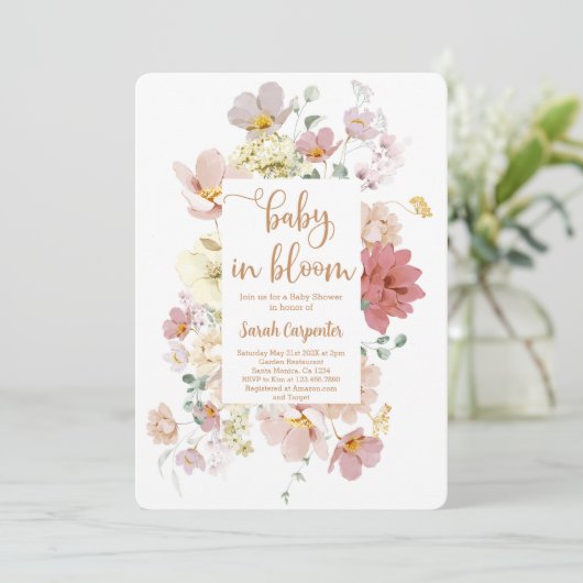 Wilde baby in het baby shower Bloom Kaart (Staand voorkant)