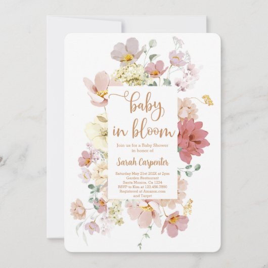 Wilde baby in het baby shower Bloom Kaart (Voorkant)