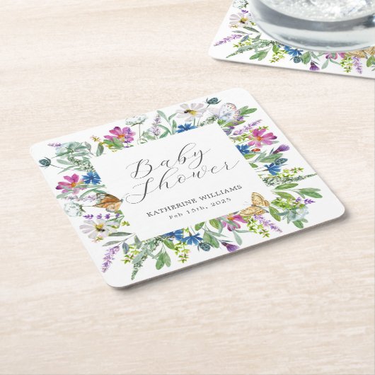 Wilde Baby in het Baby shower Bloom Kartonnen Onderzetters (Schuin)