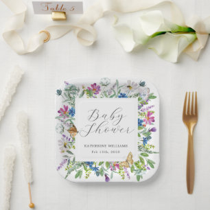 Wilde Baby in het Baby shower Bloom Papieren Bordje