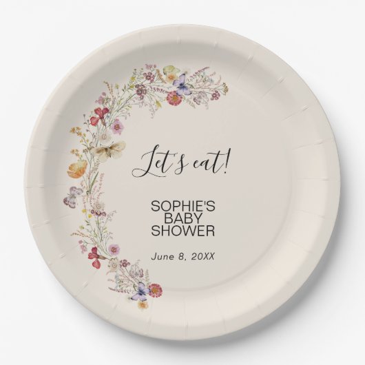 Wilde Baby in het Baby shower Bloom Papieren Bordje (Voorkant)