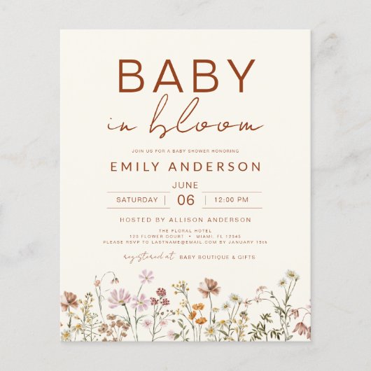 Wilde Baby in het Baby shower Bloom Terracotta (Voorkant)