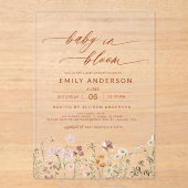 Wilde Baby in het Baby shower Bloom Terracotta Acryl Uitnodigingen (Voorkant)