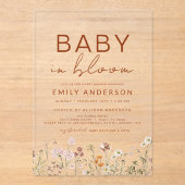 Wilde Baby in het Baby shower Bloom Terracotta Acryl Uitnodigingen (Voorkant)