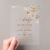 Wilde Baby in het Baby shower Bloom Terracotta Acryl Uitnodigingen (Insitu (Draagbaar))
