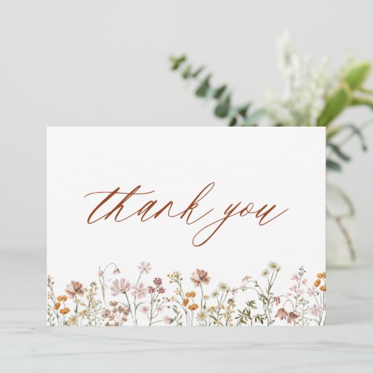 Wilde Baby in het Baby shower Bloom Terracotta Bedankkaart (Staand voorkant)