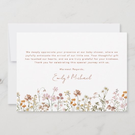 Wilde Baby in het Baby shower Bloom Terracotta Bedankkaart (Achterkant)