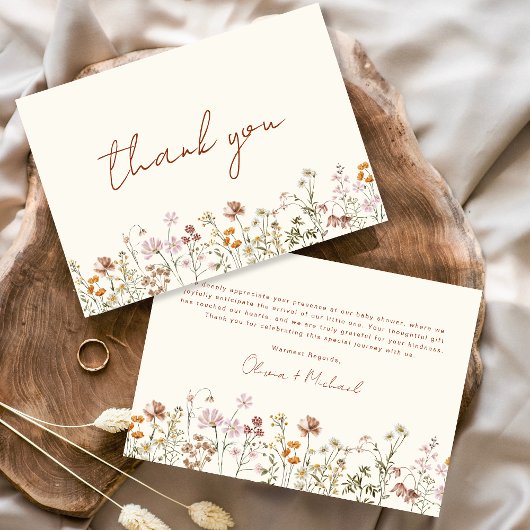 Wilde Baby in het Baby shower Bloom Terracotta Bedankkaart