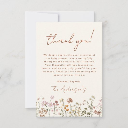 Wilde Baby in het Baby shower Bloom Terracotta Bedankkaart (Voorkant)