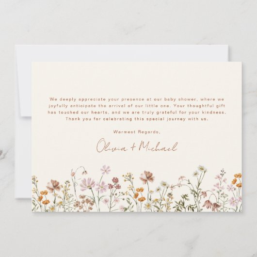 Wilde Baby in het Baby shower Bloom Terracotta Bedankkaart (Achterkant)