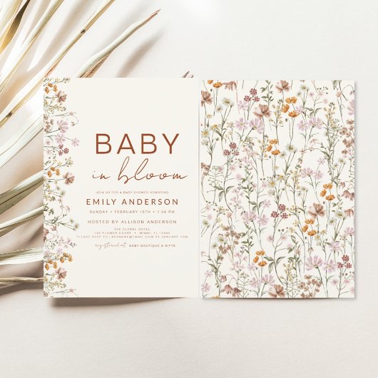 Wilde Baby in het Baby shower Bloom Terracotta Flyer