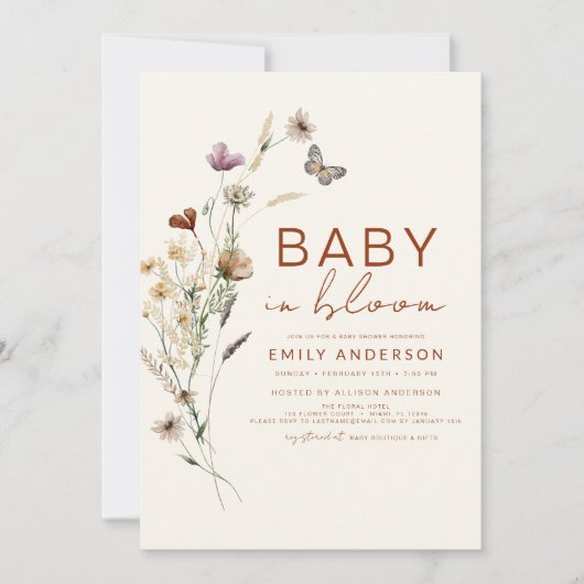 Wilde Baby in het Baby shower Bloom Terracotta Kaart (Voorkant)