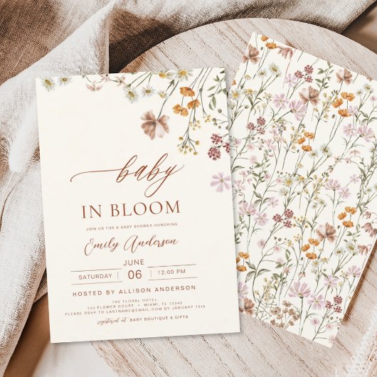 Wilde Baby in het Baby shower Bloom Terracotta Kaart