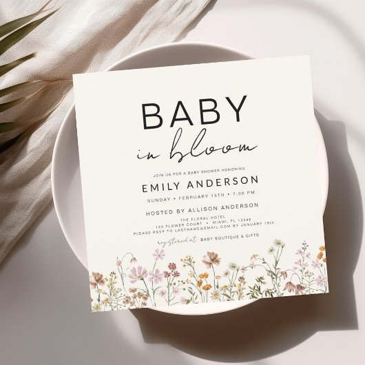 Wilde Baby in het Baby shower Bloom Terracotta Kaart