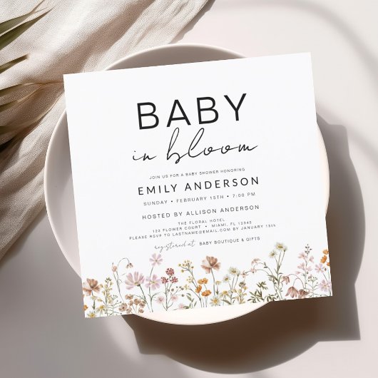 Wilde Baby in het Baby shower Bloom Terracotta Kaart