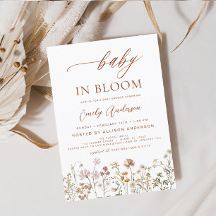 Wilde Baby in het Baby shower Bloom Terracotta Kaart