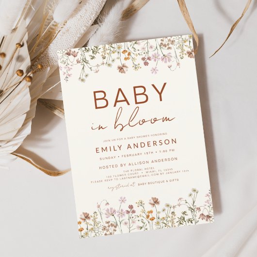 Wilde Baby in het Baby shower Bloom Terracotta Kaart