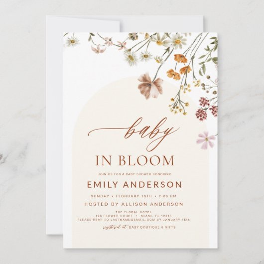 Wilde Baby in het Baby shower Bloom Terracotta Kaart (Voorkant)