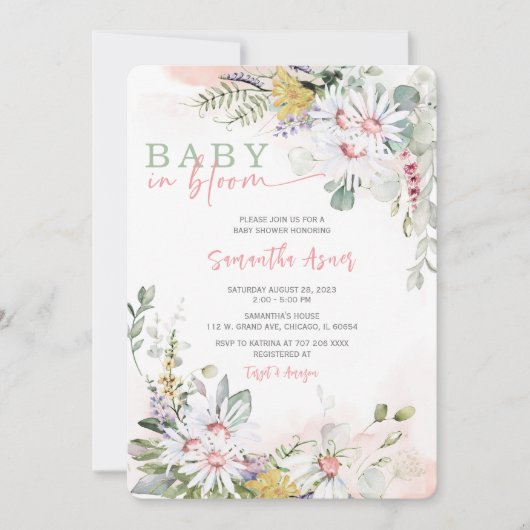 Wilde Baby in het Baby shower Bloom Uitnodiging (Voorkant)