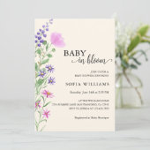 Wilde Baby in het Baby shower Bloom Uitnodiging (Staand voorkant)