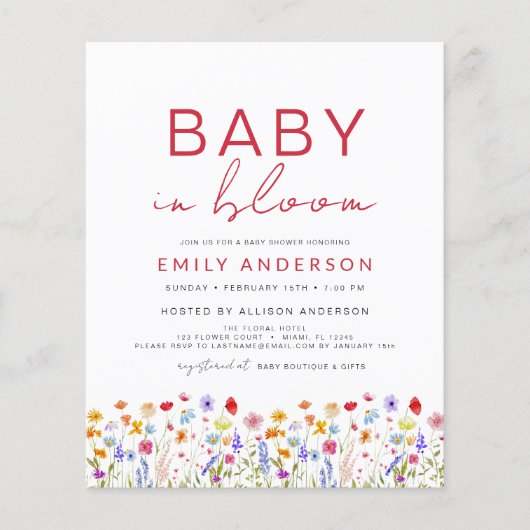 Wilde Baby in het Baby shower Bloom Uitnodiging (Voorkant)